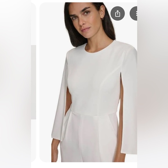 Calvin Klein Women's White Pleated Waist Jumpsuit NWT Flawed Gem! Size 8 - Picture 4 of 9